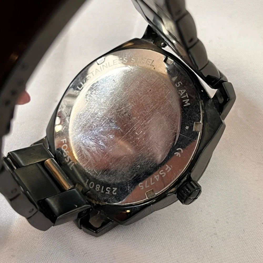 Mens Fossil Black Dial Stainless Watch - Picture 5 of 6